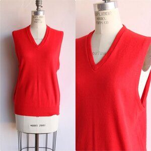 Vintage 1950s Sweater Vest, Martson's Red Orlon V Neck, Size Medium